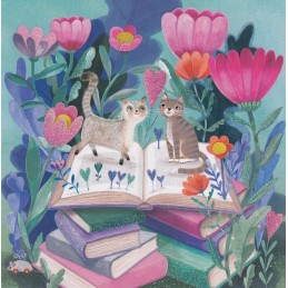 Katzen und Bücher - Mila Marquis Postkarte