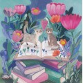 Katzen und Bücher - Mila Marquis Postkarte