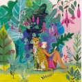 A Woman reading a Book with Cheetah - Mila Marquis Postcard