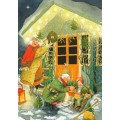 86 - Old Ladies and gnomes decorating for Christmas - Postcard