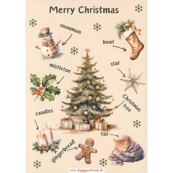 Sprachen der Welt - Englisch - Merry Christmas - Postkarte