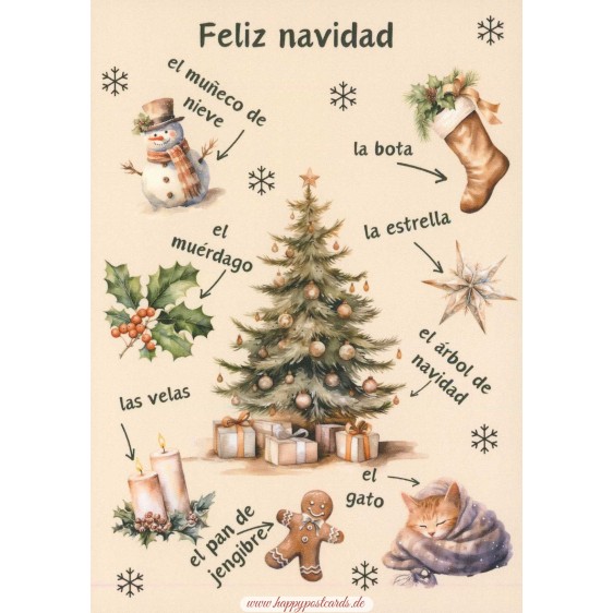 Languages of the world - Spanish - Christmas - Postcard