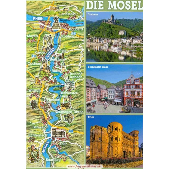 Die Mosel - Map - Postkarte