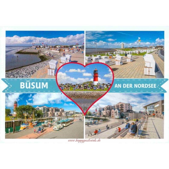 Büsum Multi Herz 1054 - Ansichtskarte