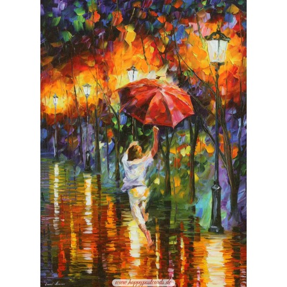 Red umbrella - Afremov Postcard