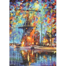 A mill near Amsterdam - Afremov Postkarte