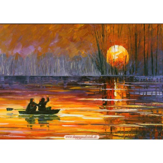 Sunset Fishing - Afremov Postkarte
