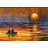 Sunset Fishing - Afremov Postkarte