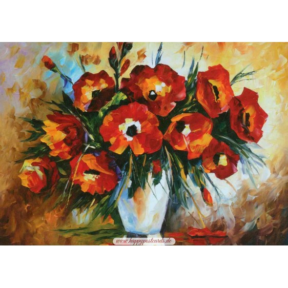 Red flowers - Afremov Postcard