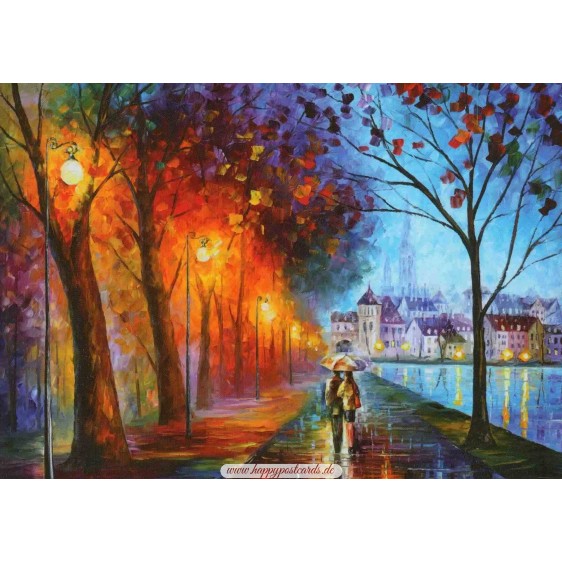 City by the Lake - Afremov Postcard