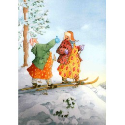 88 - Frauen beim Skifahren - Löök Postkarte