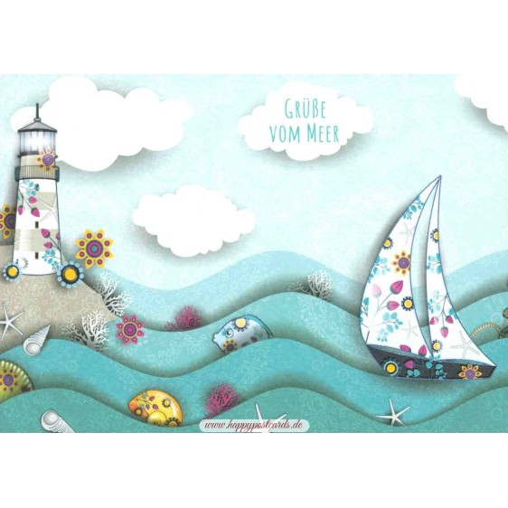 Grüße vom Meer - Segelboot - Postkarte