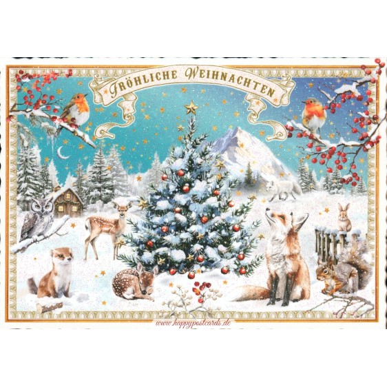 PK1351 Fröhliche Weihnachten - Christmastree in snow - Tausendschön - Postcard
