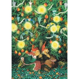 45 - Old Ladies under the Cchristmas tree - Postcard