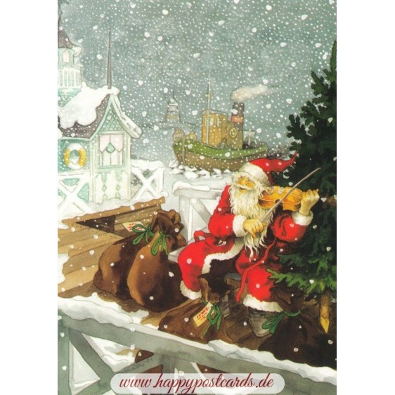 201 - Nikolaus mit Geige - Postkarte