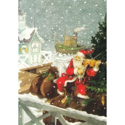 201 - Santa Claus with a Violin - Postcard