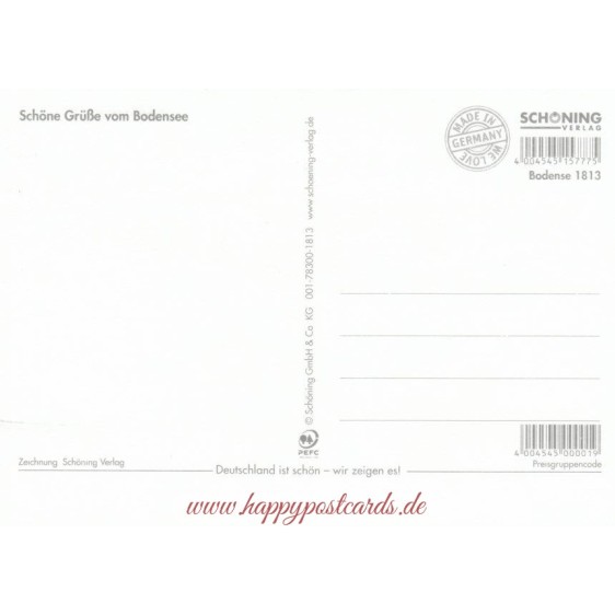 Bodensee - Map - Postcard