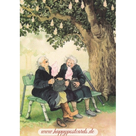 24 - Old Ladies on a Bench - postcard
