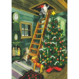 220 - Dwarf on Ladder - postcard