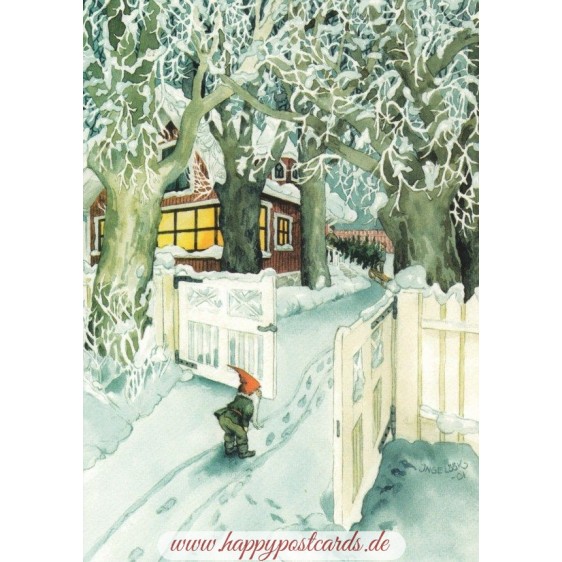 213 - Dwarf in front of a Gate - postcard