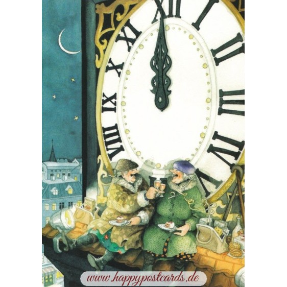 19 - Old Ladies New Year - postcard