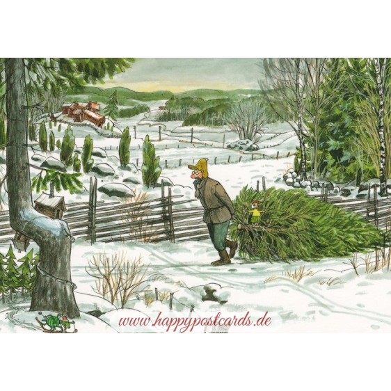 Christbaum holen mit Findus - Postkarte