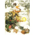 33 - Old Ladies and Candle in Snow - postcard
